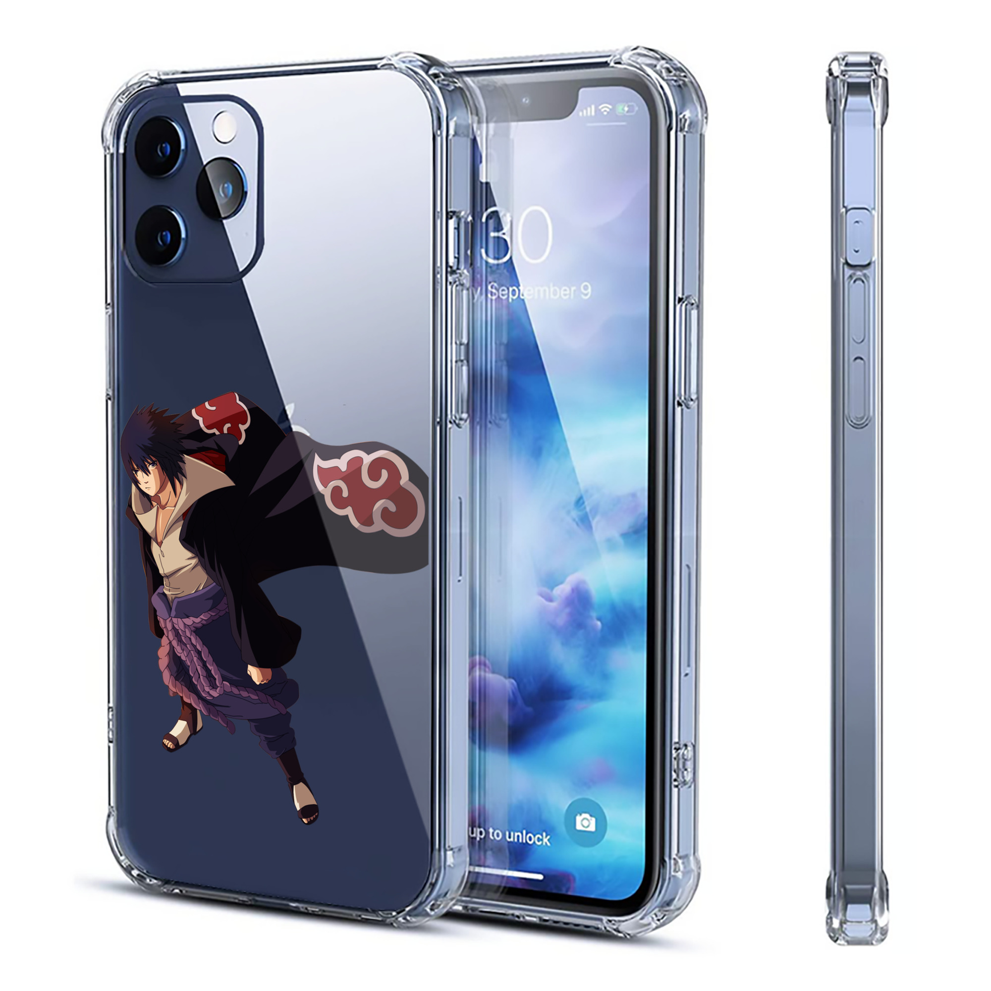 （画像用） NARUTO -ナルト- うちは サスケ Uchiha Sasuke 【iPhone 12シリーズ対応】透明スマホケース（クリアソフトケース）